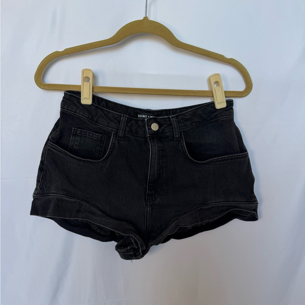 Urban Outfitters Silence + Noise Black Denim Hot Pants High Waisted